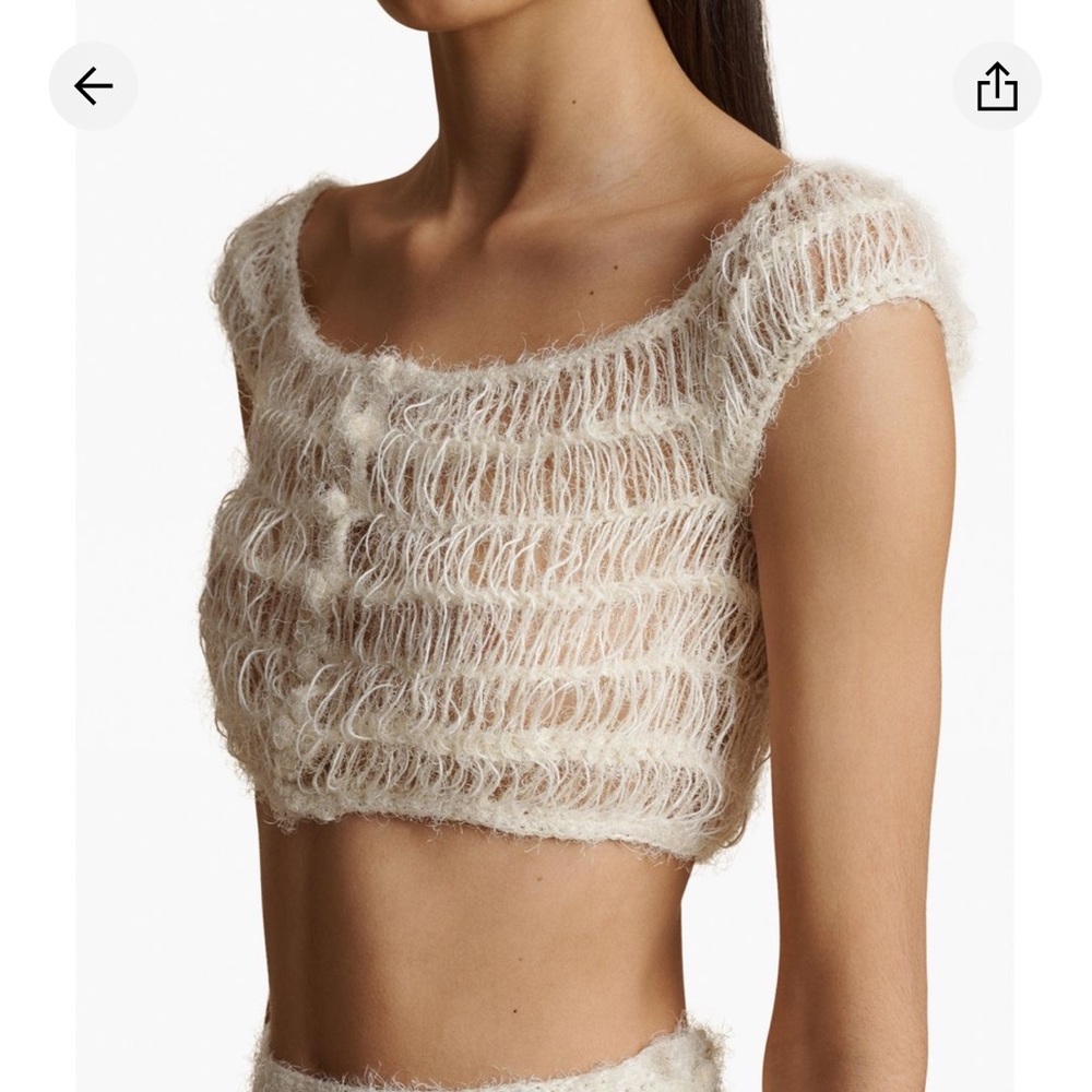 KHAITE Ivory Textured Knit Top